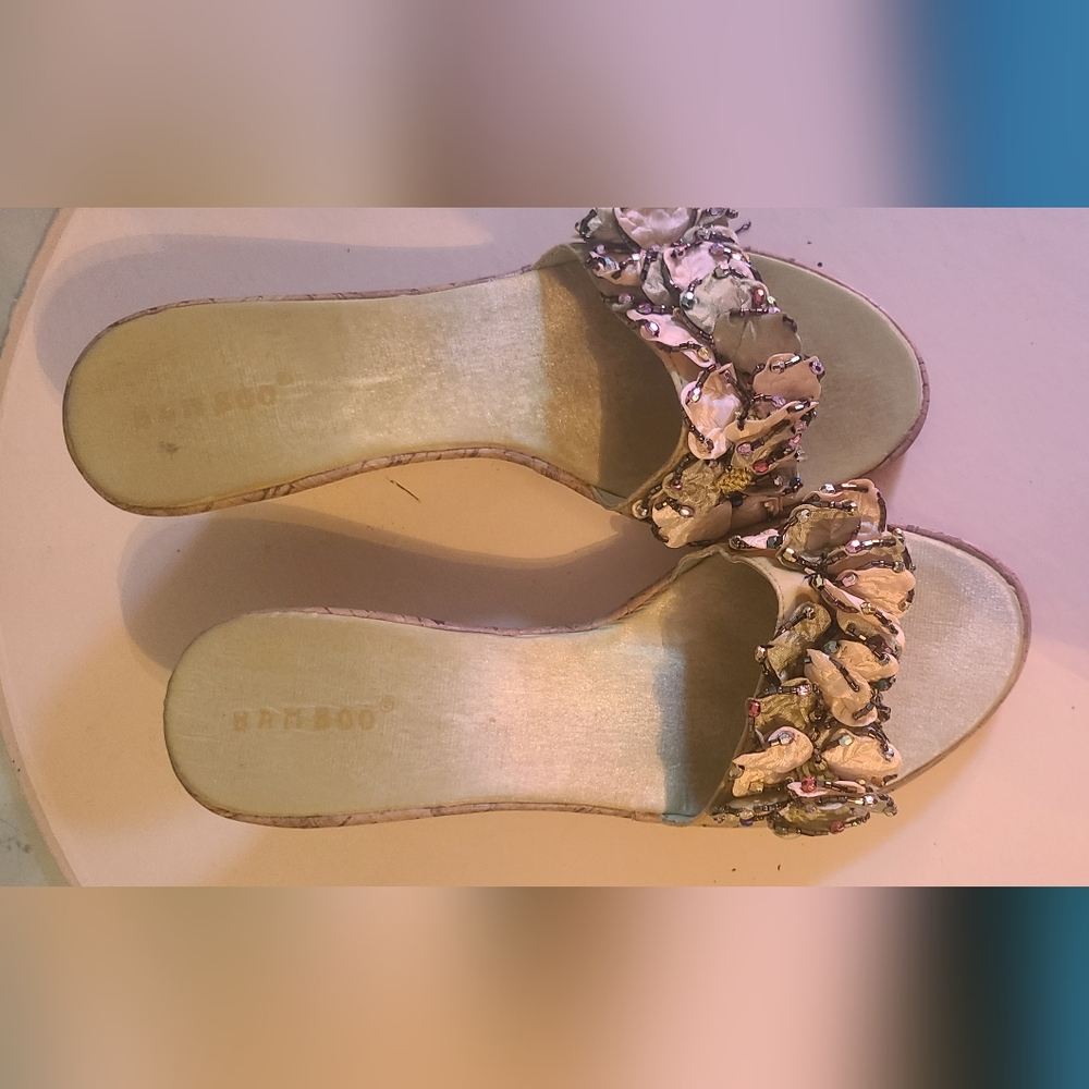 Bamboo Elegant Women's Sandals with Embellished Straps